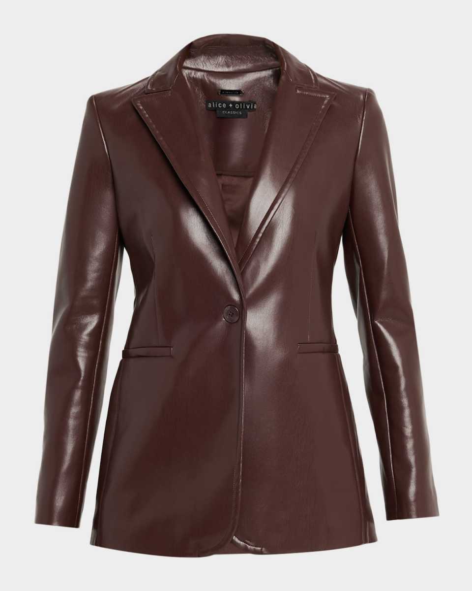 Breann Vegan Leather Longline Blazer